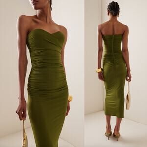 Alex Perry | Strapless Sweetheart Ruched Dress in Fern US 0